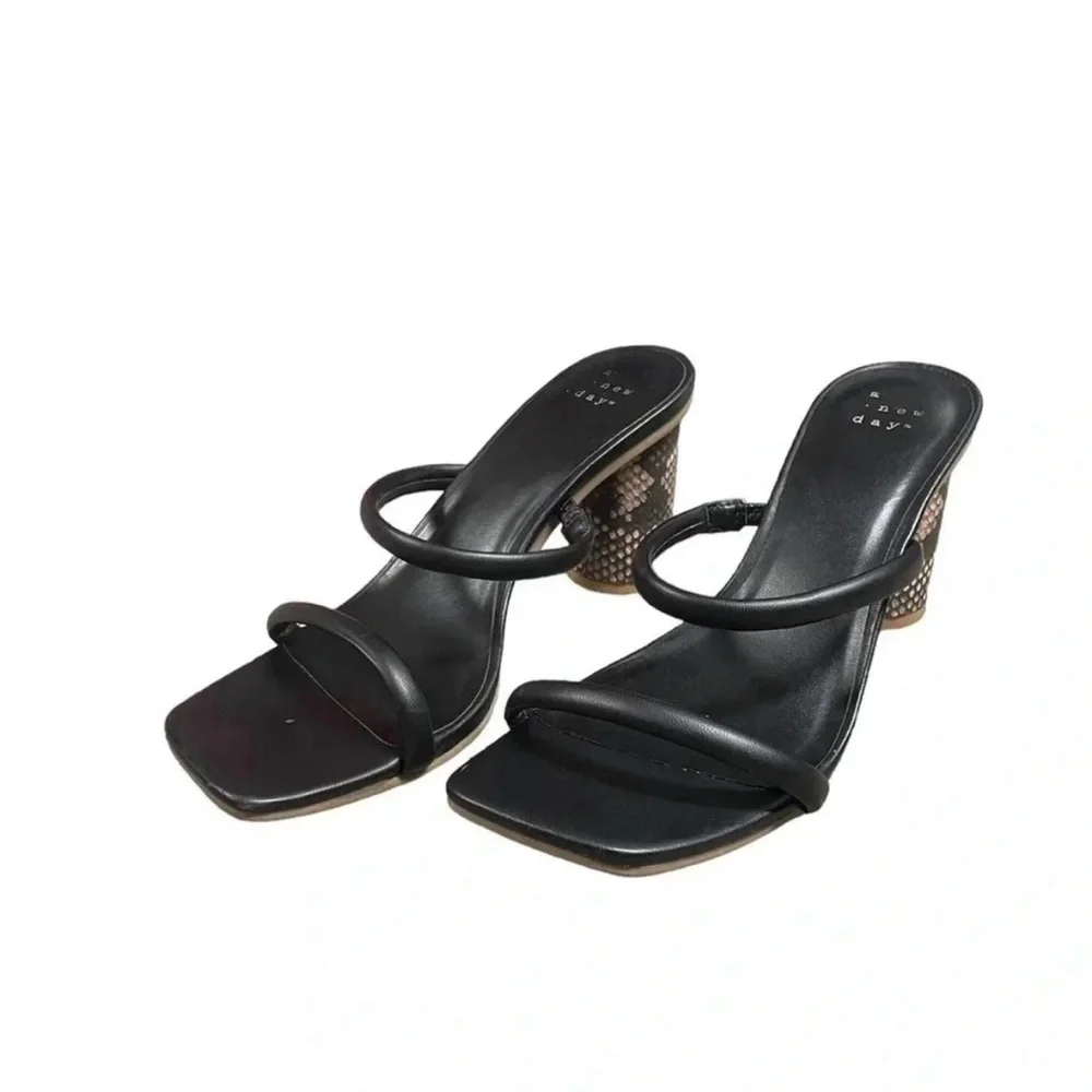 a new day Black and Tan Snake Print Heels - Picture 2 of 5